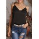 thumbnail image 4 of ABPHQTO Camiseta sin mangas con tirantes finos ajustable con volantes y cuello en V de color negro para mujer, 4 of 5