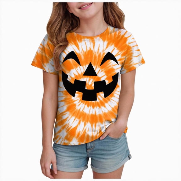 Qopobobo Halloween Shirts Kids Halloween Shirts for Girls Graphic Tshirts Short Sleeve Tee Size 10-11 Years(Yellow, 10-11 Years)