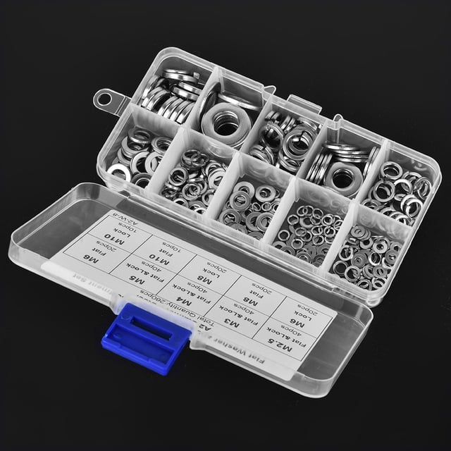 7 Sizes Spring Washer, Flat Washer, Resistant Finish Construction Fasteners Home For Industrial Automotive