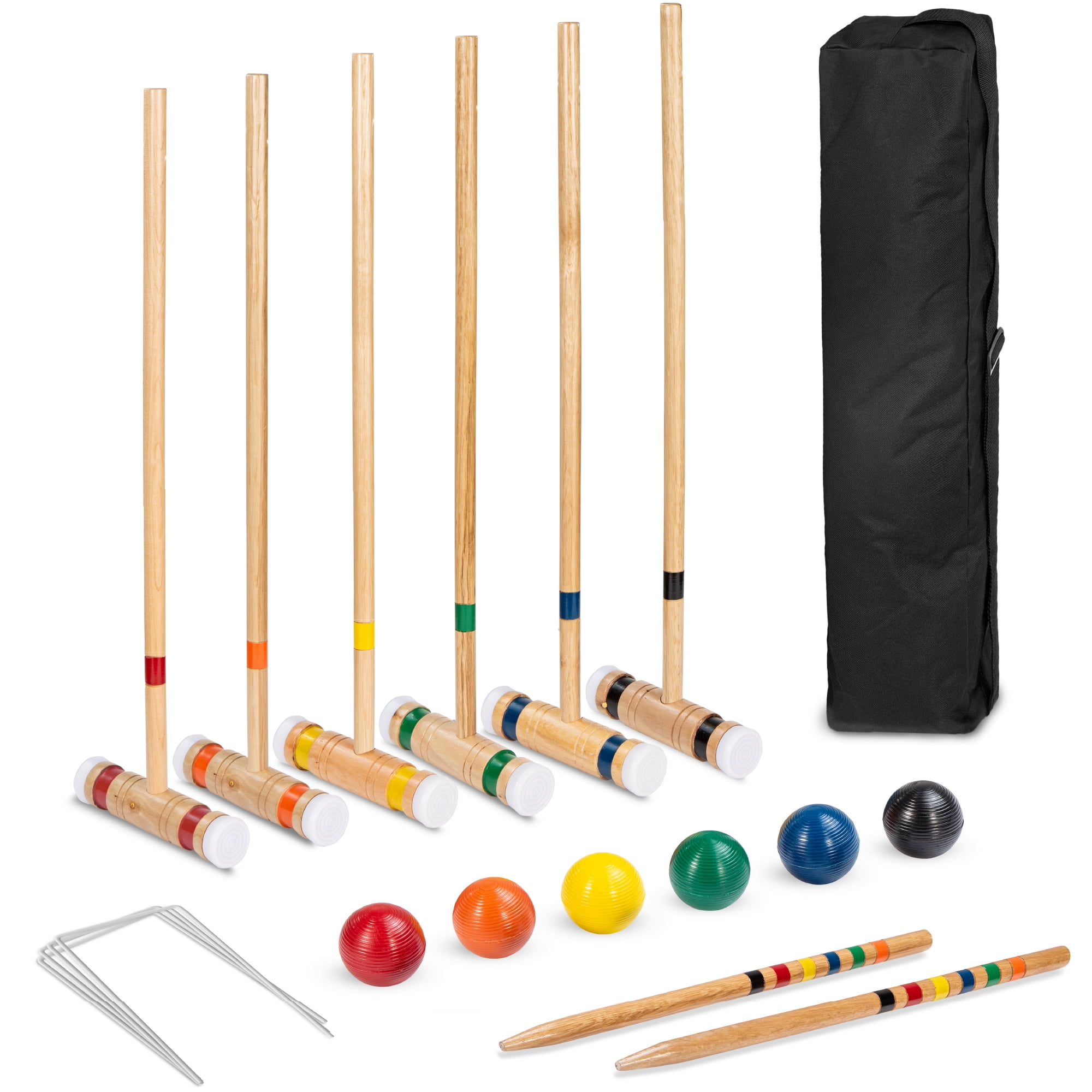 Best Choice Products 6Player 32in Wood Croquet Set w/ 6 Mallets, 6