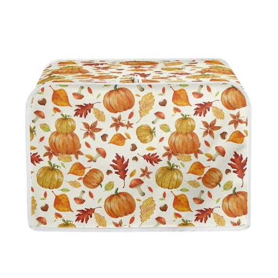 Suhoaziia Thanksgiving Toaster Cover 2 Slice for Home Decoration,Anti Dirty Pumpkin Fall Maple Leaf Bread Maker Cover Case,Dustproof Mushroom Wide Slot Toaster Dust Covers