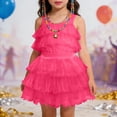 thumbnail image 2 of FINALGANG Kids Girls Solid Color Tulle Skirt With Layered Ruffles Elastic Waistband Casual Party Dance Skirt For Daily Wear Hot Pink 2-3 Years, 2 of 7