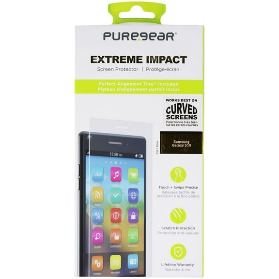 PureGear Shield Kit Extreme Impact Screen Protector for Galaxy S10 - Clear