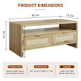 thumbnail image 4 of Boho Coffee Table with Storage,40” Mid Century Rattan Console table with Open Shelf,2 Tiers Cocktail Table with 2drawers,Wooden Rectangular Center Table for Room/Apartment/Farmhouse/Small Place, 4 of 9