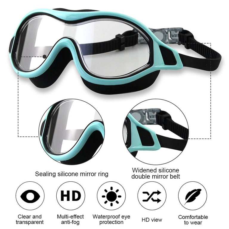 Anti-Fog Swim Goggles For Adults - Leak Proof, Wide View, Adjustable Nose Bridge, Silicone