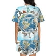 thumbnail image 6 of Fotbe World Travel Print Pajama Set for Women 2 Piece Loungewear Short Sleeve Tops and Shorts Set Soft Sleepwear-3X-Large, 6 of 7