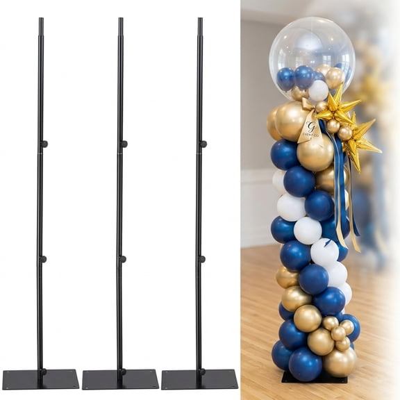 Yescom 3 Pack Balloon Column Stand with Base for Floor for Wedding Grand Opening Anniversary Graduation Event Party Decorations