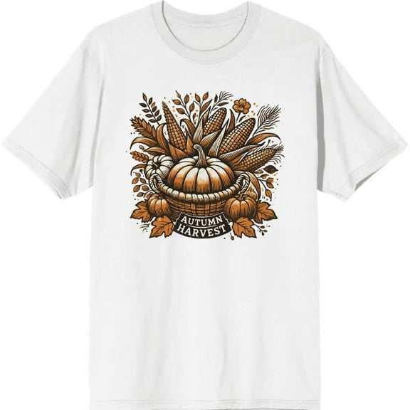 Autumn Harvest Adult White Crew Neck Short Sleeve Tee-XS