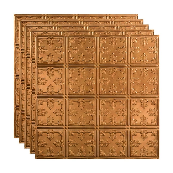 FASÄDE Traditional 10 Decorative Vinyl 2ft x 2ft Lay in Ceiling Panel in Antique Bronze(5 Pack)