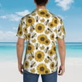 thumbnail image 6 of Fotbe Sunflowers and Bees Hawaiian Shirt for Men Unisex Summer Beach Casual Short Sleeve Cotton Linen Button Down Shirts-X-Large, 6 of 9