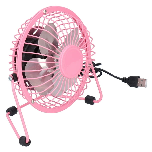 Mini ventilador USB portátil, hoja de aluminio silenciosa, escritorio de oficina en casa, escritorio, ventiladores de artesanía de hierro, color rosa