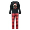 thumbnail image 4 of Christmas Family Matching Pajamas Set Santa Hat Letter Print Tops+Plaid Pants Xmas Holiday Pjs Sleepwear Loungwear, 4 of 7