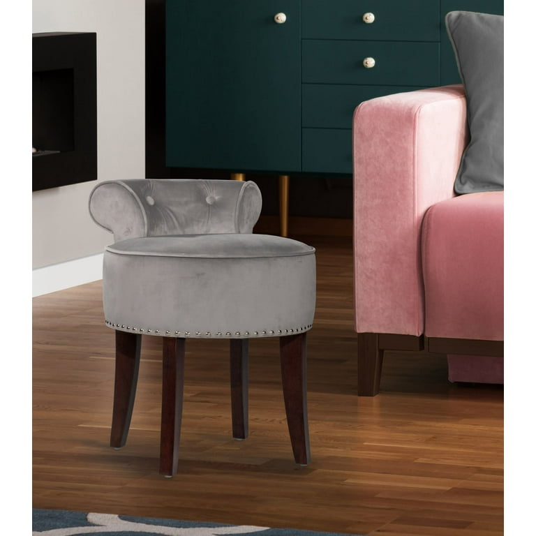 Grey velvet vanity stool hotsell