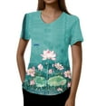 thumbnail image 4 of Womens Scrubs,Floral Print Medical Tops - Quick-Dry Scrub Blouse with Utility Pockets - Sky Blue - XXL, 4 of 5