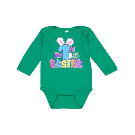 

Inktastic My 1st Easter One with Bunny Ears and Tail Gift Baby Boy or Baby Girl Long Sleeve Bodysuit