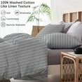 thumbnail image 5 of 3 Pcs Duvet Cover Set 100% Egyptian Cotton 1000 Thread Count with Zipper Closure & Corner Ties - Oversized Super King Size (120" x 98") Inch, Silver Stripe, 5 of 5