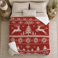 thumbnail image 5 of Festive Reindeer Christmas Tree Scene Nordic Knit Pattern, Festive Holiday Scene, Warm Flannel Blanket for Living Room and Family Room, Art Lovers Christmas Gift, Festive Home Decor, 5 of 9