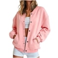 thumbnail image 2 of Jackets for Women Fashion Casual Loose Button Up Long Sleeved Solid Color Cardigan Top Fall Winter Track Jackets with Pockets Fall Sweatshirts Jackets, 2 of 10