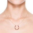 thumbnail image 4 of ANGARA Natural Pave-Set Ruby and Diamond Horseshoe Pendant Necklace in 14K Rose Gold for Women (Size-1.3mm) | July Birthstone, Birthday, Anniversary, Jewelry Gift for Women | Natural Ruby Necklace, 4 of 8