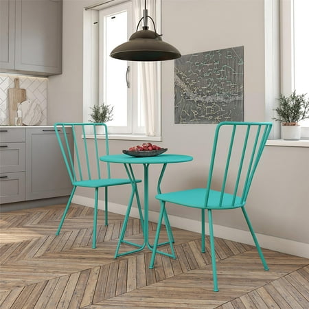 Novogratz Poolside Gossip Collection  Heidi Outdoor Bistro Set  3 Piece  Turquoise