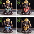 thumbnail image 3 of EeaseMX Quemador de incienso de cerámica con reflujo de Buda Ganesha, figura hecha a mano, estatua de dios elefante, soporte de incienso para el hogar, color azul, 3 of 7