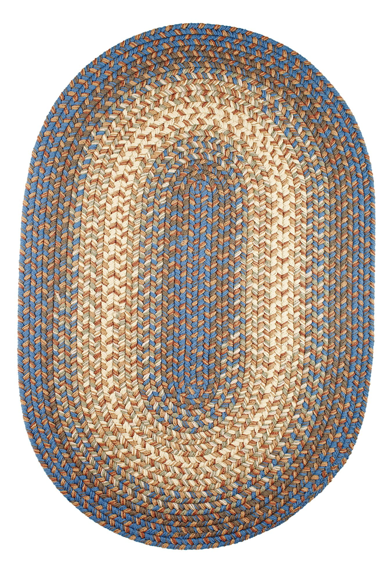 Blue Indoor & Outdoor Rug, Braided Textured Design, 3Ft. X 5Ft. Oval ...