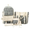 thumbnail image 3 of ibiyuan School Backpacks Japanese Plaid Canvas Multi Pocket Lightweight School Bag for Ages 5th 6th 8th 10th, Middle Elementary, High School, Travel, Daily Outings, 3 of 4