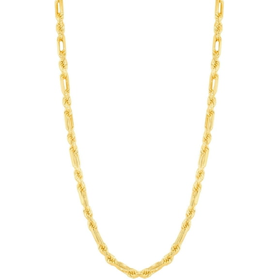 Floreo 14k Yellow Gold 4.3mm Semi-Solid Figarope Chain Necklace, 22" or 24 Inch