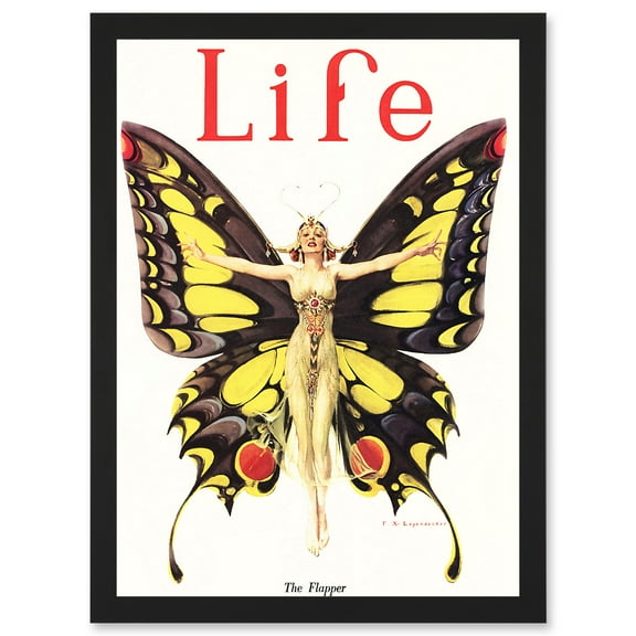Magazine 1922 Life Butterfly Dance Flapper Roaring Twenties A4 Artwork Framed Wall Art Print