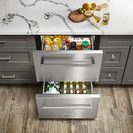 Thor Kitchen - 24 Inch Indoor Outdoor Refrigerator Drawers - Stainless Steel