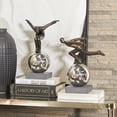 thumbnail image 2 of 13", 14"H Bronze Polystone People Sculpture with Silver Ball Stands, by DecMode (2 Count), 2 of 9
