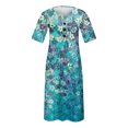 thumbnail image 3 of SMihono Robe d'Été Grande Taille pour Femmes 2023 à Col en V à Manches Courtes Robe Imprimée Robe Décontractée avec Poches, 3 of 4