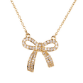 thumbnail image 1 of Collar para Mujer con Baño de Oro 14k LuckyLy, Cadena con Dije de Moño Coquette con Zirconia Cúbica, Modelo Linda dorado Unitalla, 1 of 6