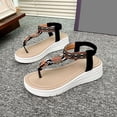 thumbnail image 4 of KEGIRLOM Women's Fashionable Casual Versatile Plus-Size Beaded Shoes Spring/Summer Style Trendy Comfortable Flop Beach Sandals. Black 9, 4 of 9