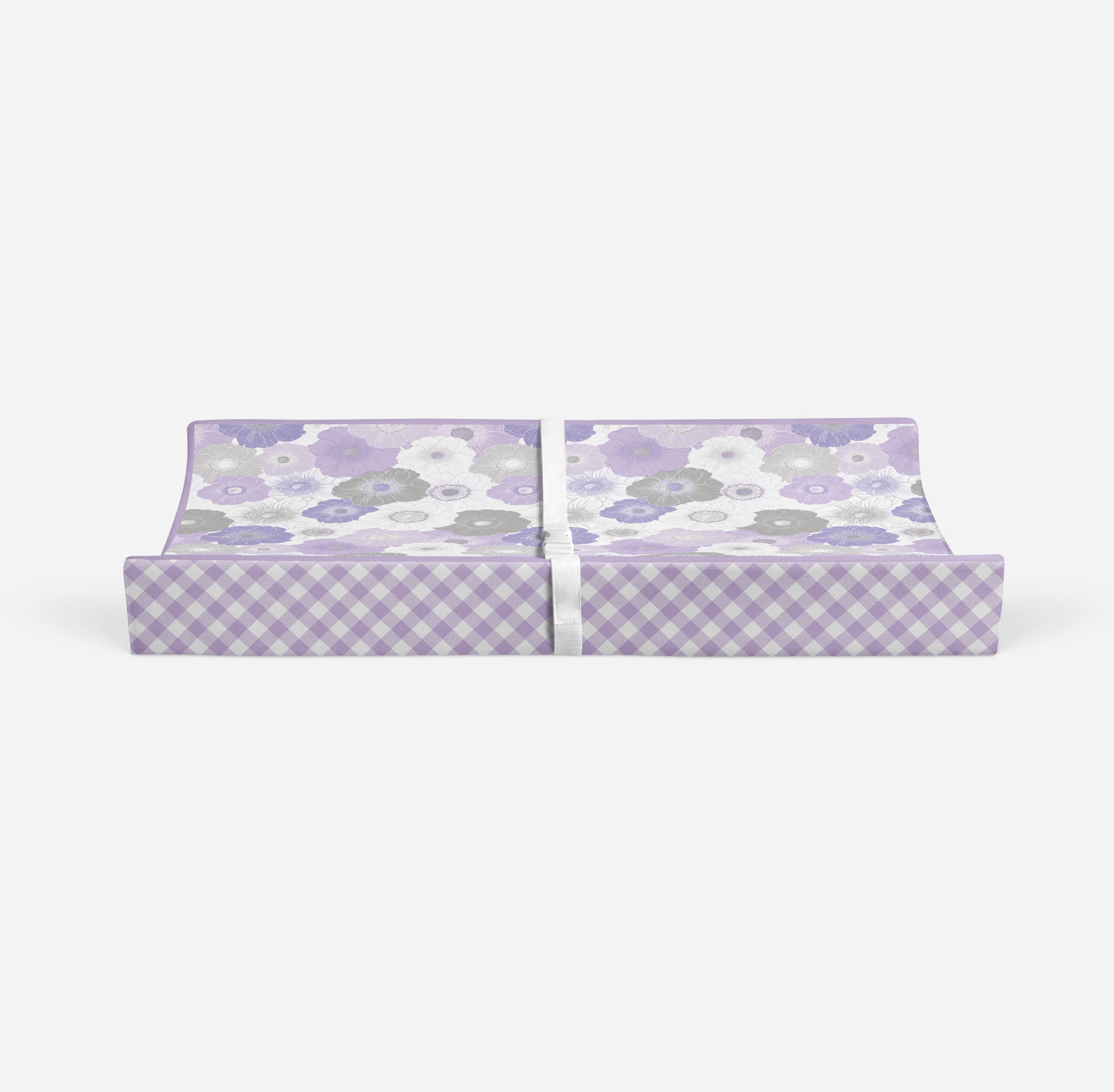 Bacati - Watercolor Floral Purple Gray Girls Quilted Changing Pad Cover