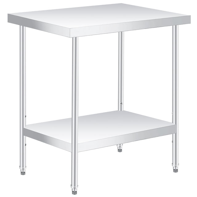 QinaQin Mesa de trabajo de acero inoxidable para preparación, mesa comercial de cocina con entrepaño inferior ajustable, ideal para restaurante, hotel, bar, garaje o área de trabajo