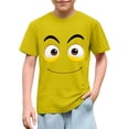 thumbnail image 1 of Blusas y camisas de manga corta con cuello redondo para niños y niñas, color liso, con estampado de expresión linda, manga corta, holgadas y cómodas, blusa para niña, 1 of 6