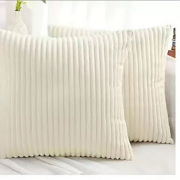 PONPRNGY 1Pc Fall Corduroy Decorative Throw Pillow Covers 17x17 Inch Soft Boho Striped Square Pillow Case Modern Farmhouse Cushion Cover for Couch Bed Sofa Living Room Home Decor