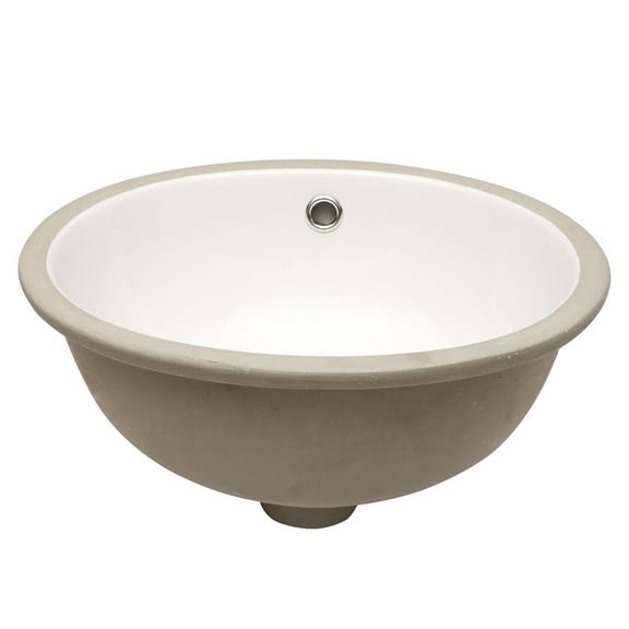 16.5"x13.4" White Ceramic Oval Undermount Bathroom Sink with Overflow