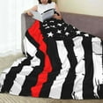 thumbnail image 6 of Pofeuu Firefighters USA Flag Black And White Flag Print Ultra-Soft Micro Fleece Blanket,for Bed Or Sofa,All Season Throw Blankets Flannel Blanket-80"x60", 6 of 7
