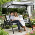 thumbnail image 4 of Outdoor Patio Swing Chair Replacement Cover for 3 Seater - Waterproof Windproof Anti-UV Heavy Duty Rip Proof Garden Hammock Top Cover, Porch Swing Seat Cover for Outdoor Furniture Protection (GY1), 4 of 5