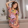 thumbnail image 3 of Fotbe Flamingo Riding a Bicycle Bata de Dormir para Mujer con Estampado, Camisón de Algodón de Manga Corta, Ropa de Dormir Casual, 3 of 6