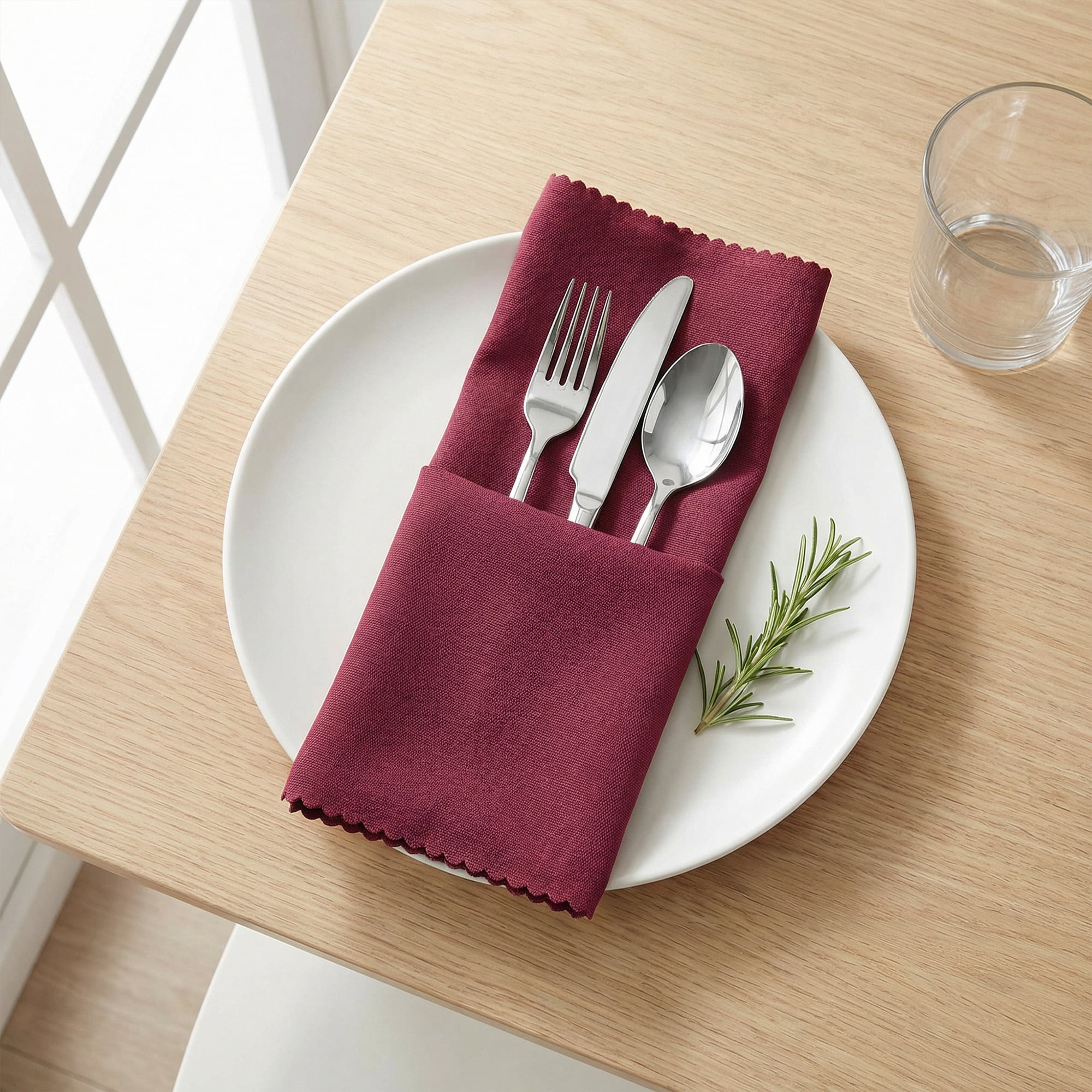 Unique Bargains 12Pcs Polyester Washable Cloth Napkins Wine Red 19x19inch