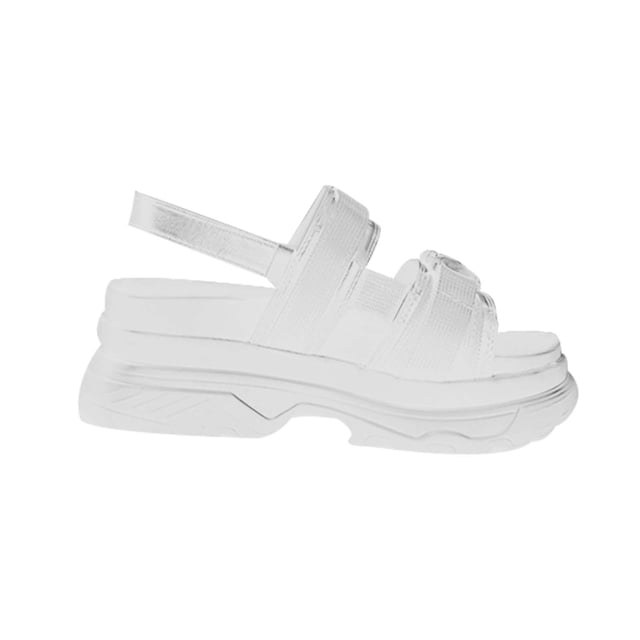 Womens Platform Sandals Open Toe Slingback Slip on Elastic Straps Double Buckle Solid Color Soft Sole Comfortable Breathable Lightweight Casual Summer Sandals White