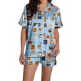 thumbnail image 3 of XINPING Halloween Pajama Set Whimsical Halloween Printed Pajama Notched Collar and Short Sleeves Cozy Home Loungewear In Short Pants for Fall and Holidays M, 3 of 7