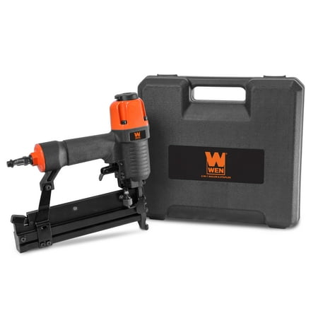 WEN 18-Gauge 2-Inch 2-in-1 Pneumatic Brad Nailer and Stapler with Carrying Case and Safety