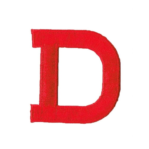 Alphabet Letter - D - Color Red - 2" Block Style - Iron On Embroidered Applique Patch