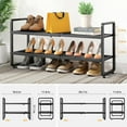 thumbnail image 3 of Shoe Rack - Expandable Shoe Organizer for Closet, Adjustable Metal Shoe Shelf Storage, 2 Tier Stackable Long Shoe Stand Holder for Garage, Entryway, Door Entrance, Black, 3 of 6