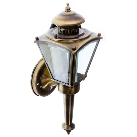 American-De-Rosa FC-6826-11 Outdoor Porch Wall Coach Light Fixture, Solid Antique Brass