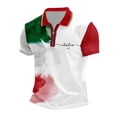 thumbnail image 5 of Men's Polo Shirts Men's Short Sleeve Zip Neck Polo Shirt Italian Flag Print Modern Themed Casual Climate Comfort Everyday Style Lightweight Breathable Red XL, 5 of 5